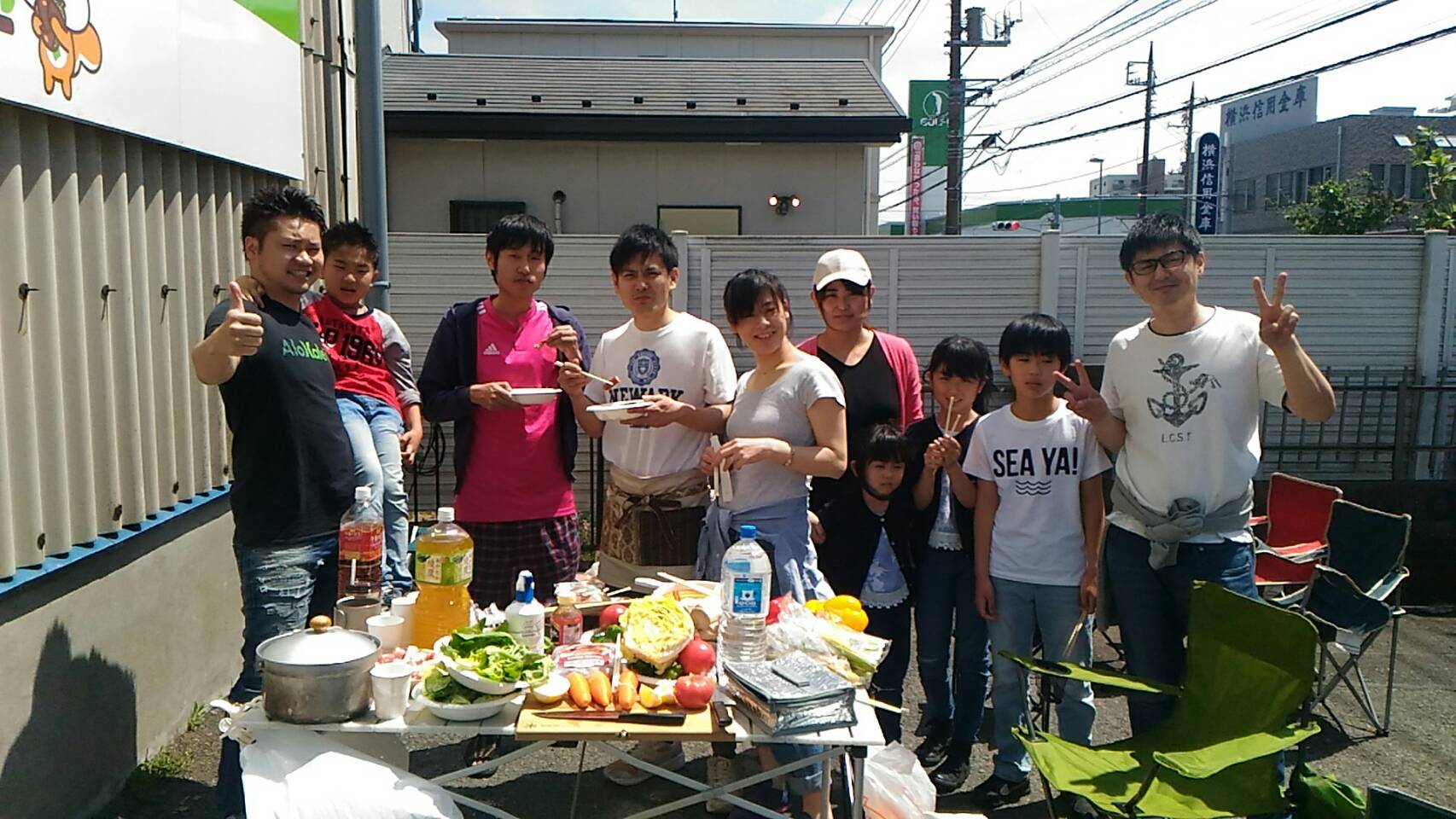 大和店の敷地内で初めてBBQやりました！