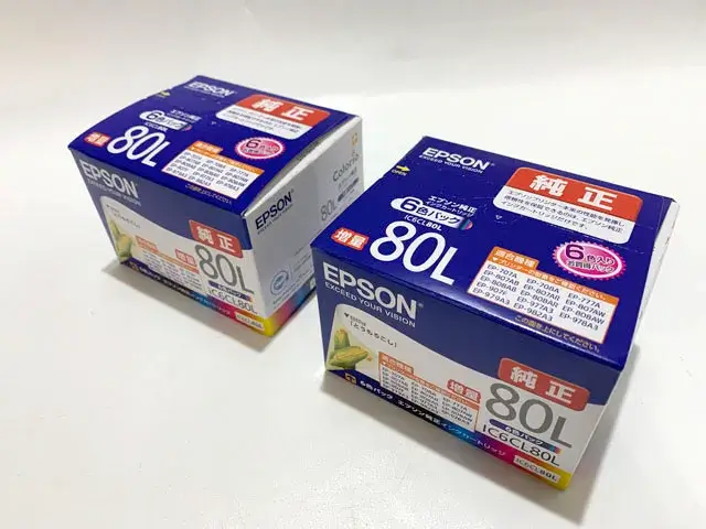 神奈川県 川崎市にて EPSON 純正インクカートリッジ IC6CL80L 　2個セット 未開封 使用期限2025年 を店頭買取しました