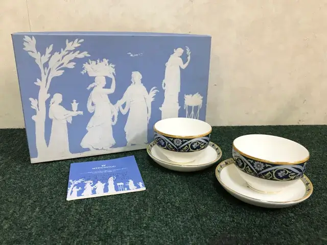 東京都 世田谷区にて WEDGWOOD カップソーサー 2客セット BLUE ELEPHANT 未使用 を店頭買取しました