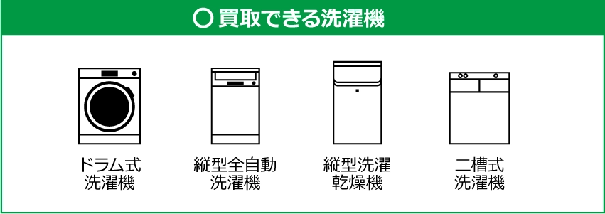 【買取できる洗濯機】ドラム式洗濯機、縦型全自動洗濯機、縦型洗濯乾燥機、二槽式洗濯機