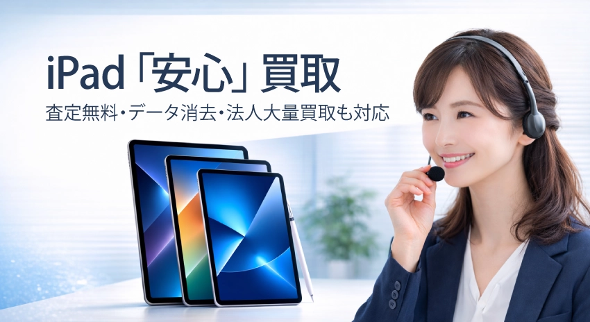 iPad「安心」買取
査定無料・データ消去・法人大量買取も対応